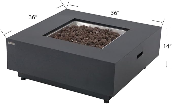 Ashton 36” Propane Fire Pit Smokeless Firepit Converts to Outdoor Gas Fire Pit for Outside Patio Firepit Table Includes Windscreen Rain & Tank Cover Lava Rocks Lid CSA Certified