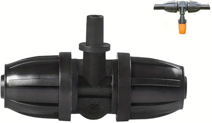 10PCS 5/16 Inch Irrigation Fittings For (5/16" ID X0.43-0.47" OD) Tubing- 1/4 inch Irrigation Tubing, Anti-Drop Locked Barbed Reducing Tee For Drip Hose (BLACK)