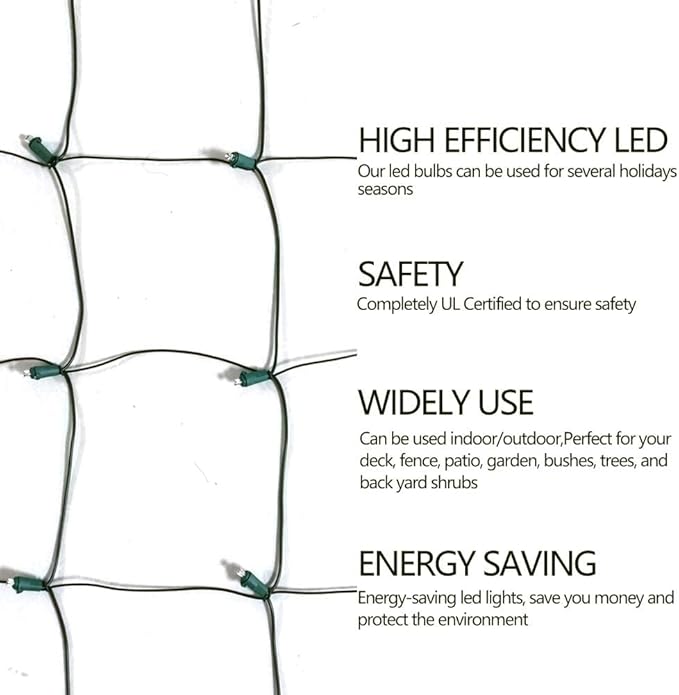 HISHINY LED Red Christmas Net Lights Outdoor,5ftx5ft 100LED Green Wire, Connectable Indoor Outdoor Bush Mesh Net Lights String for Halloween Christmas Party,Shrub,Yard,Tree(Red)