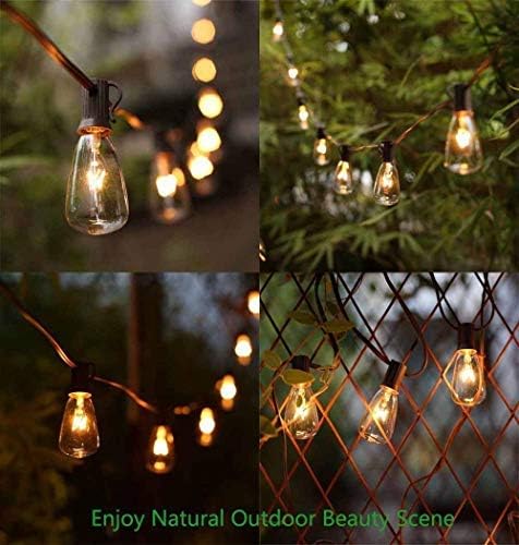 20Ft Outdoor Patio String Lights with 22 Clear Vintage Light Bulbs (2 Spare), E17 Base ST40 Outdoor Edison String Lights Waterproof UL Listed for Indoor Garden Backyard Party Porch Decor, 7W - Brown