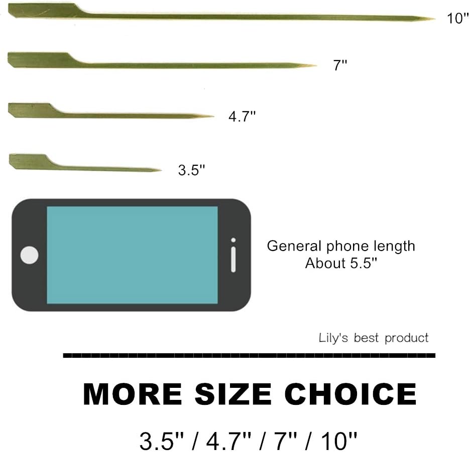 HOPELF 10 inch Bamboo Paddle Picks Skewers for Shish Kabob,Fruit Kabobs,BBQ,Kitchen,Grilling,Barbeque Snacks.Wood pick More Size Choices 3.5''/ 4.7''/ 7''/ 10'' (Pack of 100)