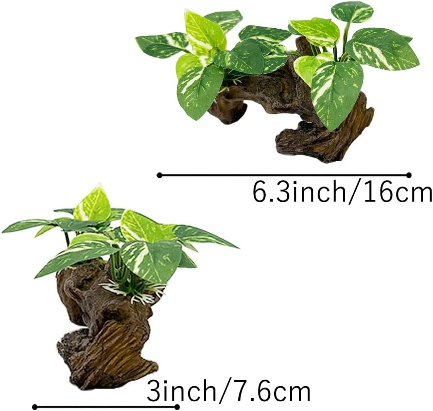 Smoothedo-Pets Fish Tank Decorations Aquarium Decor Ornaments Betta Silk Leaf pad Hammock Artifical Driftwood Cave Goldfish Bowl Accessories (Type-D)