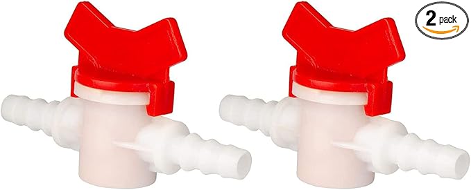 2 Pack Barbed Ball Valve 5/32" OD In-Line Ball Valve Shut-Off Switch with Hose Barb for Drip Irrigation and Aquariums Agricultura Garden
