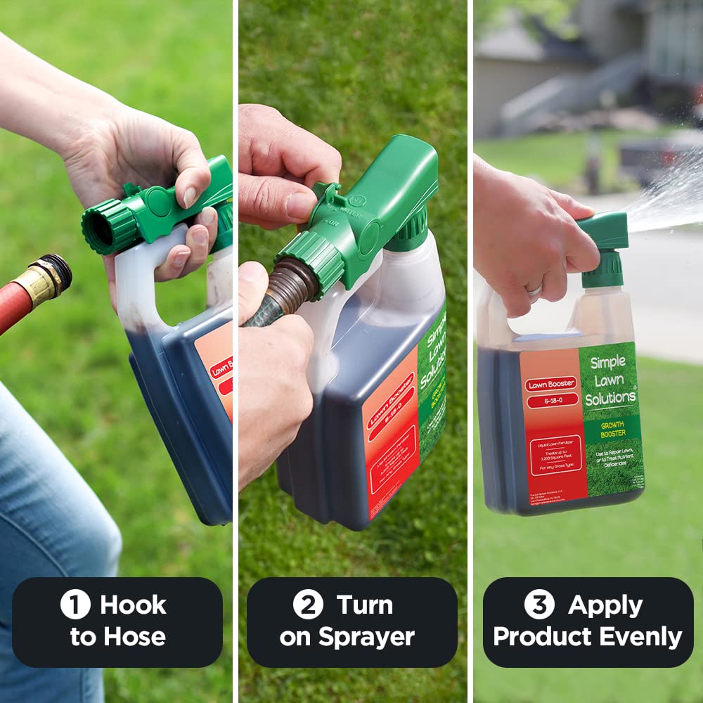Extreme Grass Growth Lawn Booster- Liquid Spray Concentrated Starter Fertilizer with Humic Acid- Any Grass Type- Simple Lawn Solutions (32 oz. w/Sprayer)