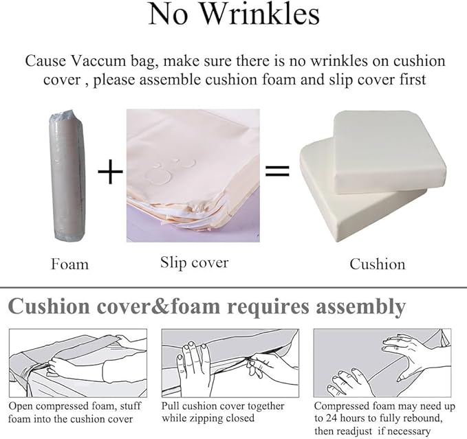 19 x 19 Inch Outdoor Seat Cushions for Patio Furniture with Non Slip and Ties Waterproof & UV Resistant Round Corner Outdoor Chair Cushions Replacement Set of 2, Beige