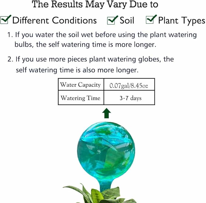 10pcs Plant Self Watering Globe Stakes, Plant Watering Stakes Automatic Plant Watering Bulb System Spikes, Flower Automatic Watering Device, Garden Self Waterer for Indoor Outdoor Plant