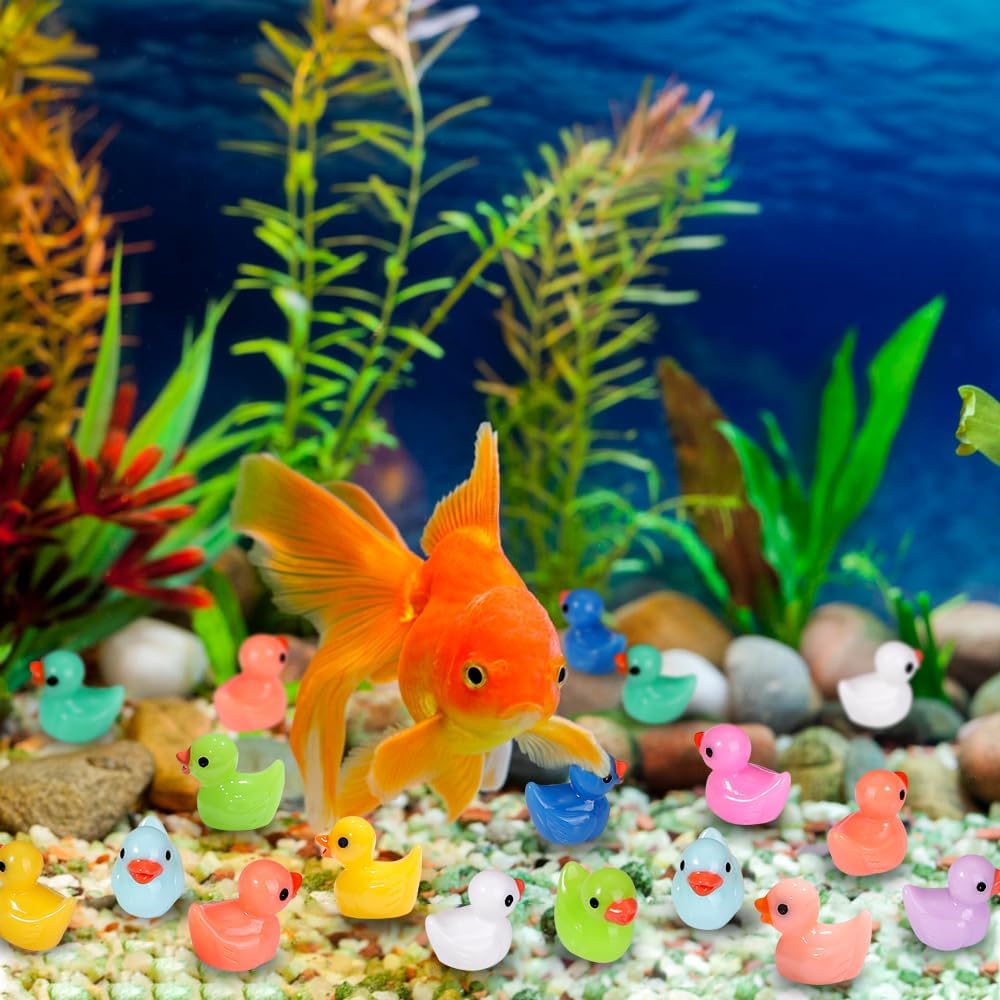 200pcs Tiny Ducks 10 Colors Little Duck Figures Mini Resin Ducks Plastic Small Miniature Ducks Bulk for Dollhouse Decor Micro Fairy Garden Landscape Aquarium Tiny Toys