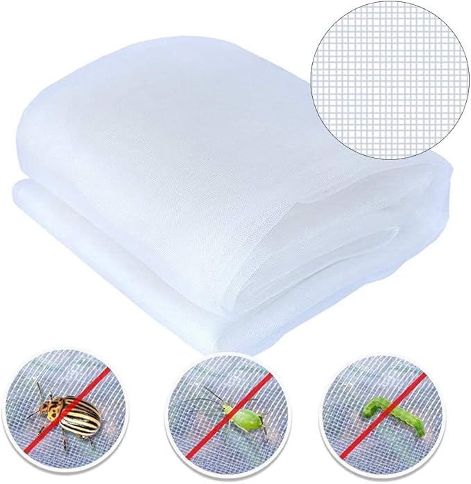 Agfabric Garden Netting 5'x100' Insect Pest Barrier Bird Netting for Garden Protection,Row Cover Mesh Netting for Vegetables Fruit Trees and Plants,White