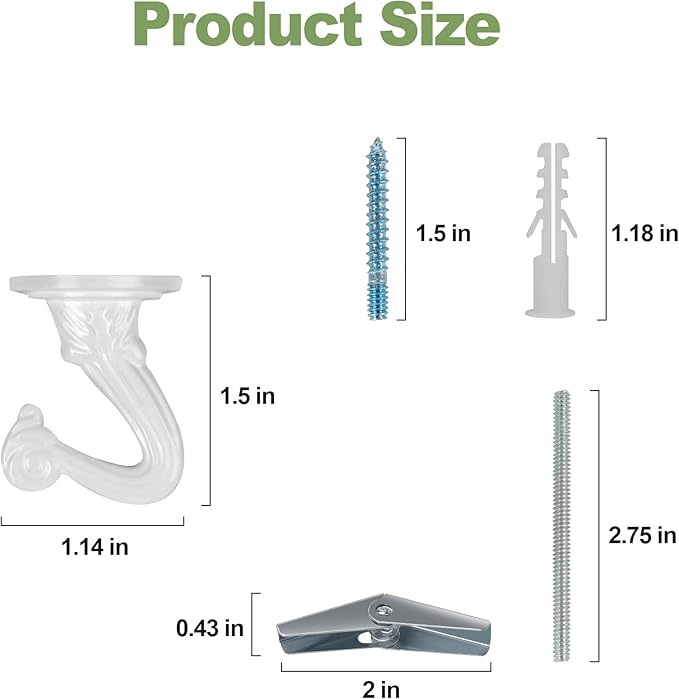 6 pcs Ceiling Hooks for Hanging Plants,Hanging Hanging Lights Metal Small Hooks,Indoor Outdoor Wall Heavy Duty Plant Hanger Swag Hook