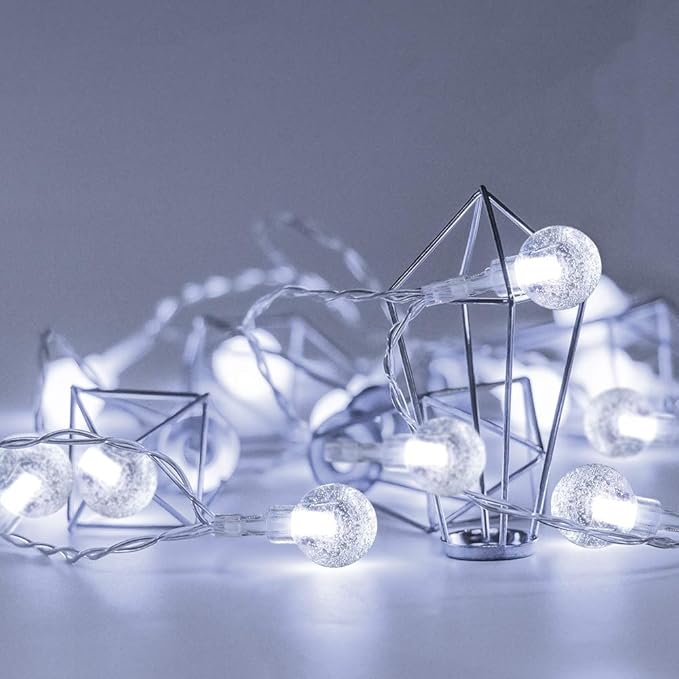 YoTelim Globe String Lights Battery Operated ,2 Pack 26.2FT 60 LED Cool White Water Proof Crystal Ball Outdoor String Lights with Remote Control for Home, Patio,Party, Christmas, Garden Decor