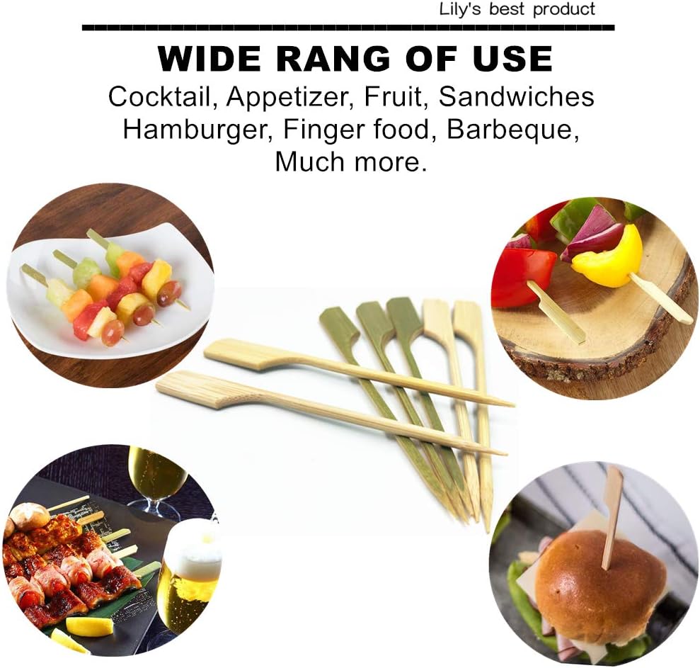 HOPELF 10 inch Bamboo Paddle Picks Skewers for Shish Kabob,Fruit Kabobs,BBQ,Kitchen,Grilling,Barbeque Snacks.Wood pick More Size Choices 3.5''/ 4.7''/ 7''/ 10'' (Pack of 100)