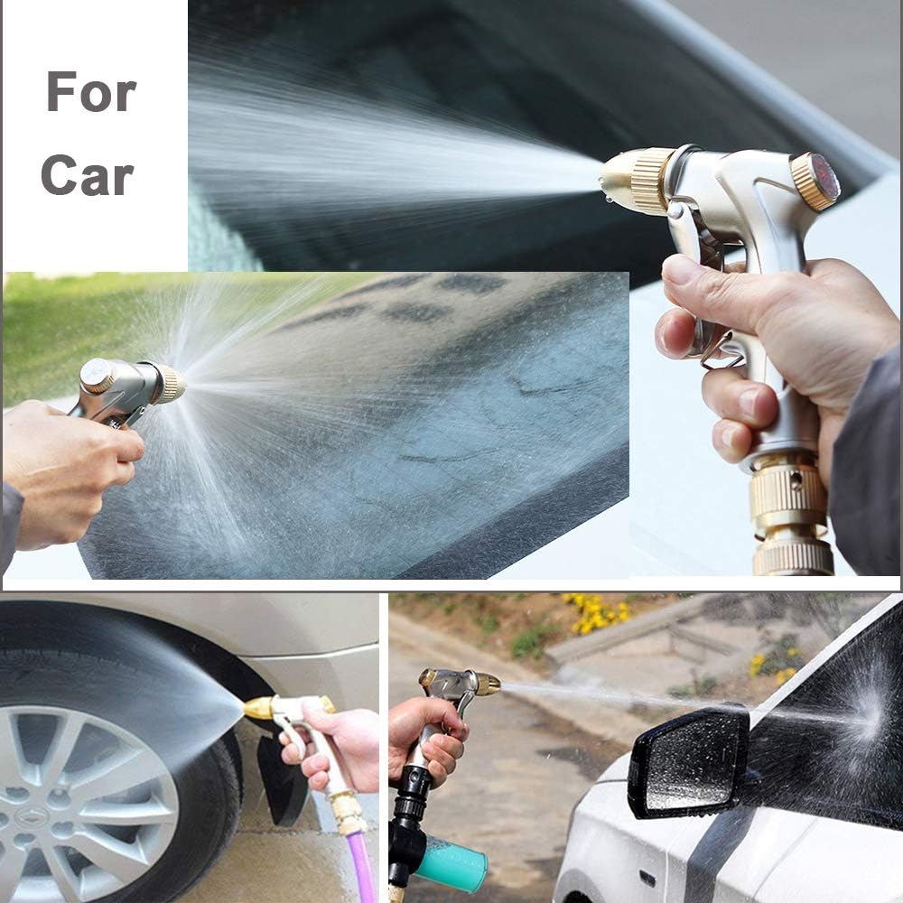 FANHAO Upgraded Garden Hose Nozzle Sprayer, 100% Heavy Duty Metal Handheld Water Nozzle High Pressure in 4 Spraying Modes for Watering Plants and Lawn, Car Washing, Patio and Pet
