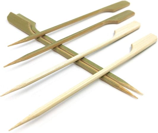 HOPELF 7 inch Bamboo Paddle Picks Skewers for Cocktail,Fruit Kabobs,BBQ,Kitchen,Grilling,Barbeque Snacks.Wood pick More Size Choices 3.5''/ 4.7''/ 7''/ 10'' (Pack of 100)