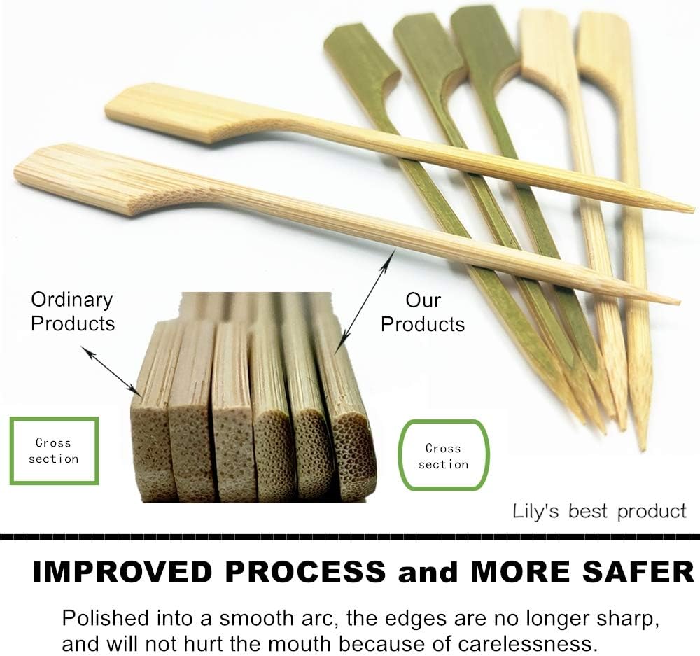 HOPELF 4.7 inch Bamboo Paddle Picks Skewers for Cocktail,Appetizers,Fruit Kabobs,Sandwich,Barbeque Snacks.Wood pick More Size Choices 3.5''/ 4.7''/ 7''/ 10'' (Pack of 100)