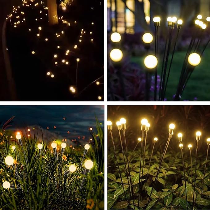 ANTQUE 10 Pack 8LED Solar Garden Lights, New Upgraded Swaying Starburst Solar Garden Lights, Vibrant Garden Lights Waterproof Solar Outdoor Lights, Yard Patio Pathway Decoration
