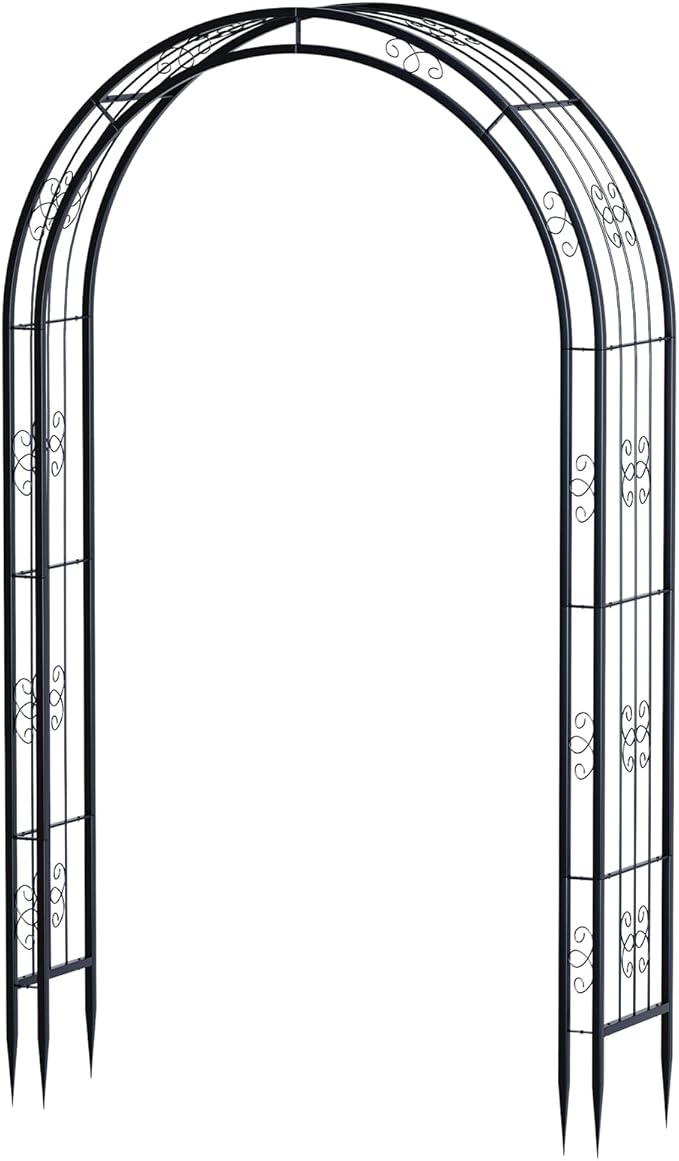 88in Steel Garden Arch Arbor Trellis for Climbing Plants Outdoor,Yard,Garden,Climbing Plants 7ft Decorative Wire Lattice,Outdoor Wedding Arch(Black)