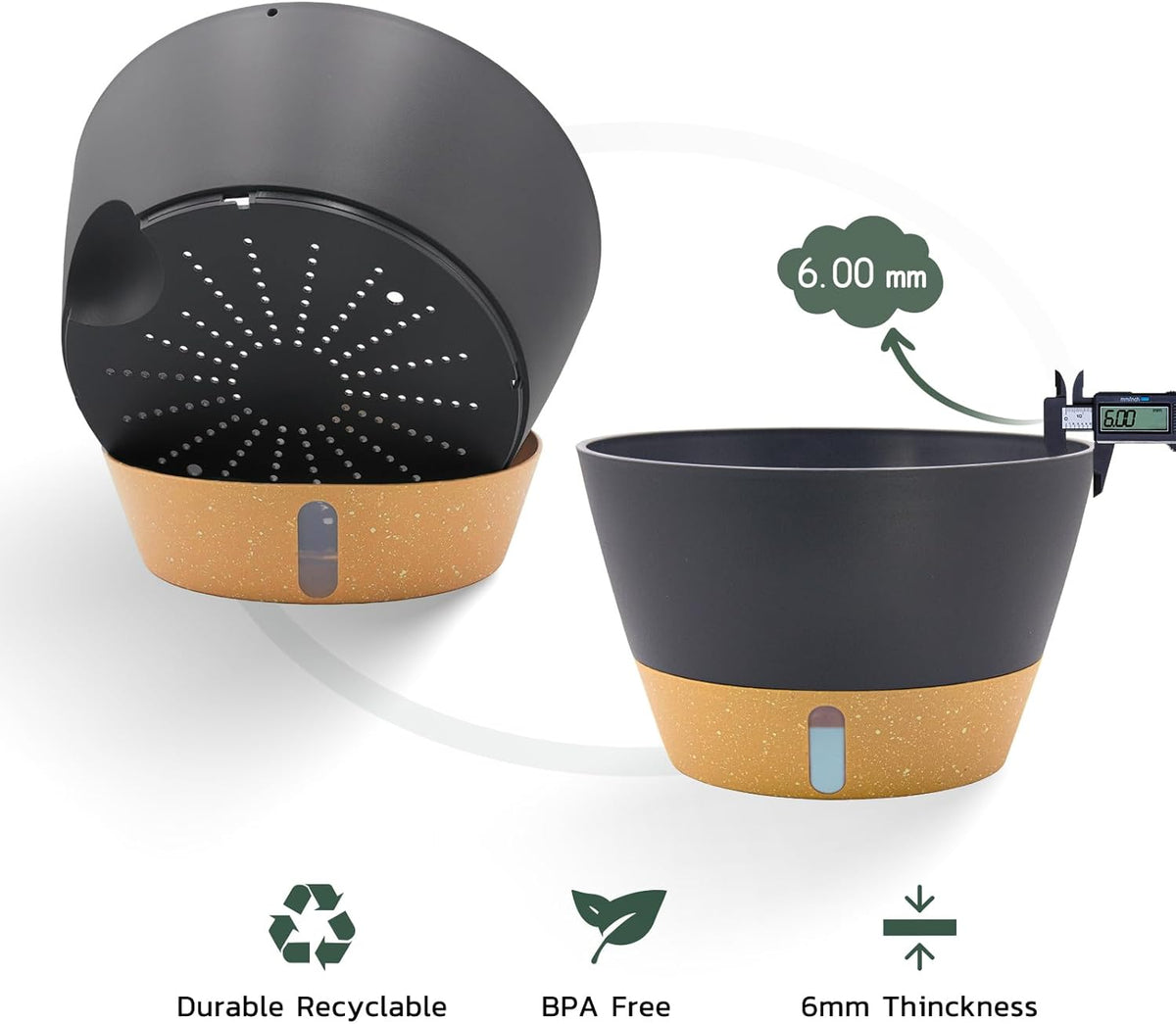ZMTECH 12 Inch Hanging Planters for Indoor Plants, 2 Pack Self Watering Hanging Planter with Visual Reservoir, Hanging Pots for Plants Outdoor with Drainage Hole and Plant Hanger(Gray)