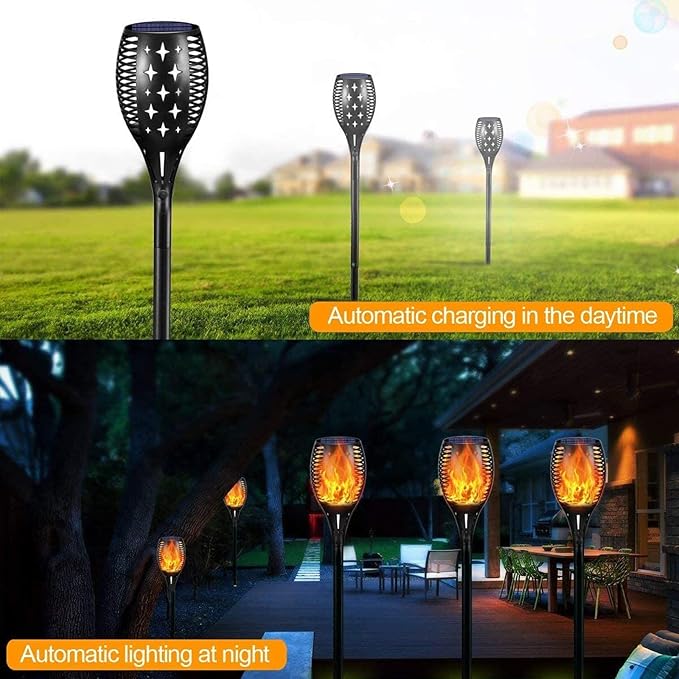 YoungPower Solar Outdoor Torch Lights Flickering Flame, 43" Outdoor Path Lights Waterproof Torch for Garden Yard Patio, 8 Pack