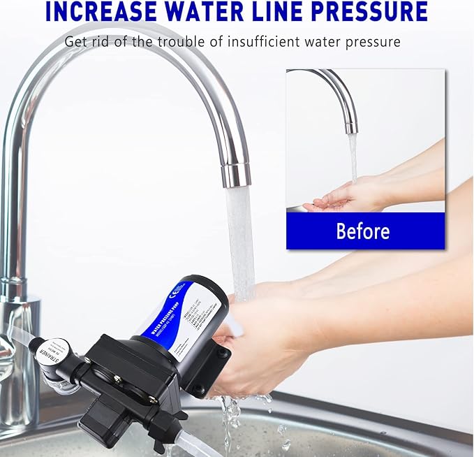 12V RV Water Pressure Pump Quiet 70 psi Washdown Pumps for Boats Marines Diaphragm Pump Transfer Pump 12 Volts Water Pump Self Priming