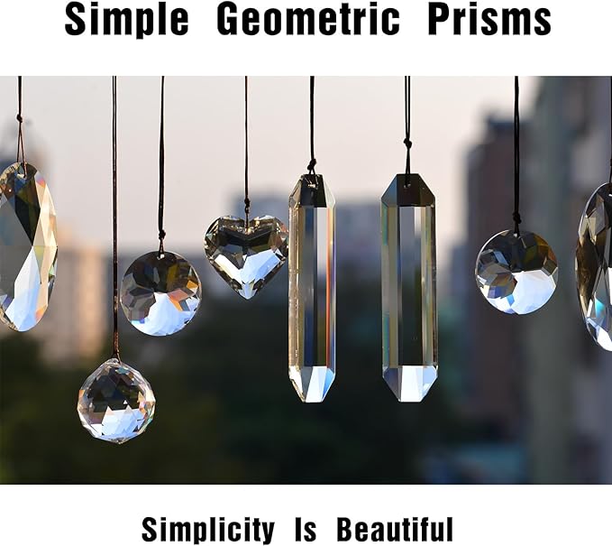 2PCS 5" Large Crystal Sun Catcher Prisms, STINO Hanging Suncatchers with Glass Prism, Rainbow Maker for Windows, Balcony, Kitchen, Garden Decoration (1, Rectangle Clear 2Pcs)