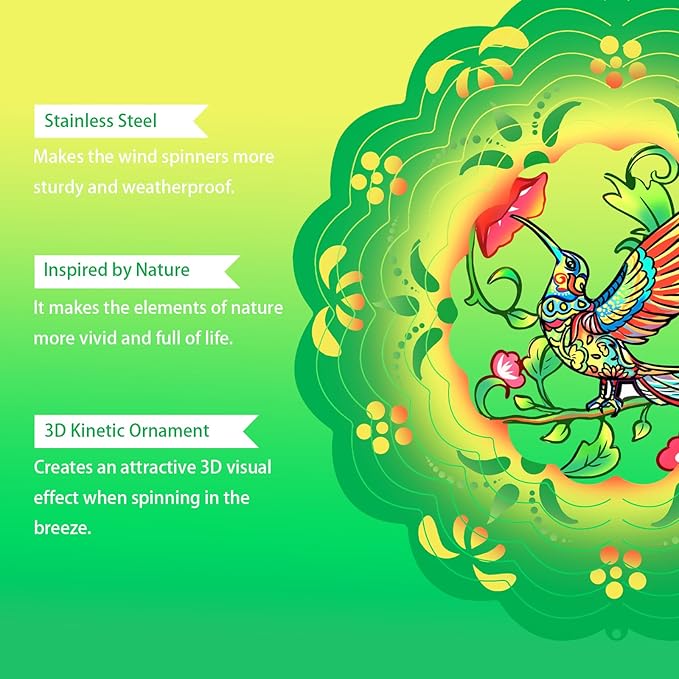 Hummingbird Wind Spinners Metal Hummingbird Gifts for Mom Women Grandma,12inch Hanging Wind Spinner for Outdoor&Indoor Decor Wind Chime Christmas Ornament Gifts for Yard Garden Decoration