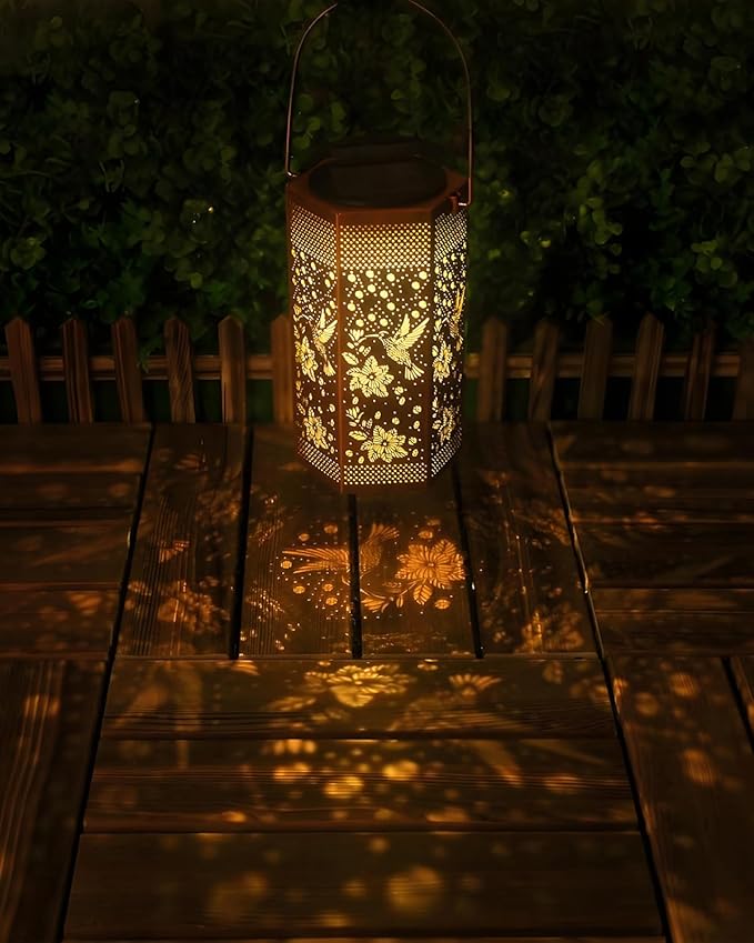 Hummingbird Solar Lantern Outdoor Waterproof - Birthday Gifts for Women Mom Grandma Men, Mothers Day Gifts, Solar Lights Outdoor Hanging Garden Decor for Outside, Patio, Yard, Lawn