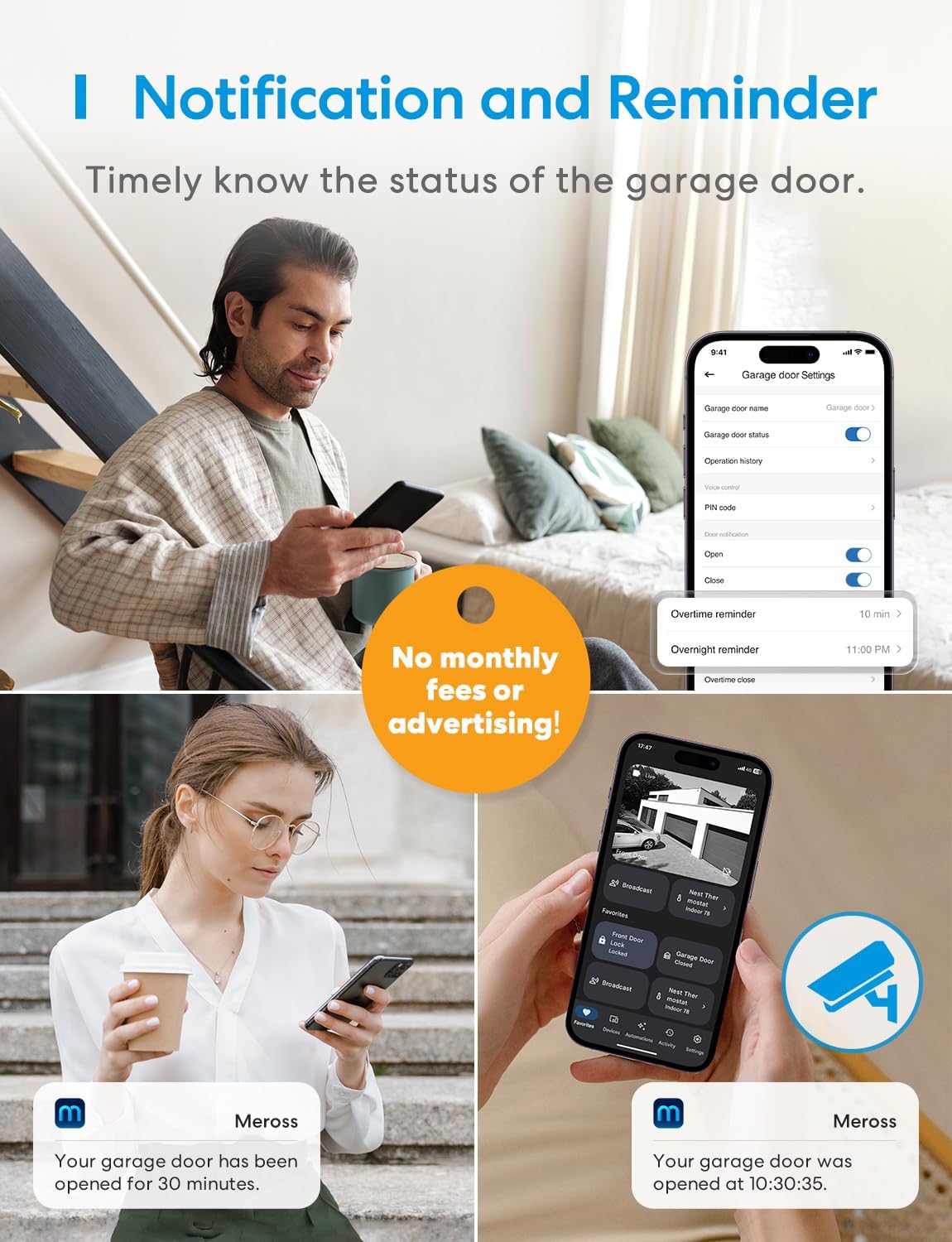 meross Smart Garage Door Opener Remote, Compatible with Apple HomeKit, Amazon Alexa, Google Assistant, CarPlay and SmartThings, No Hub Required