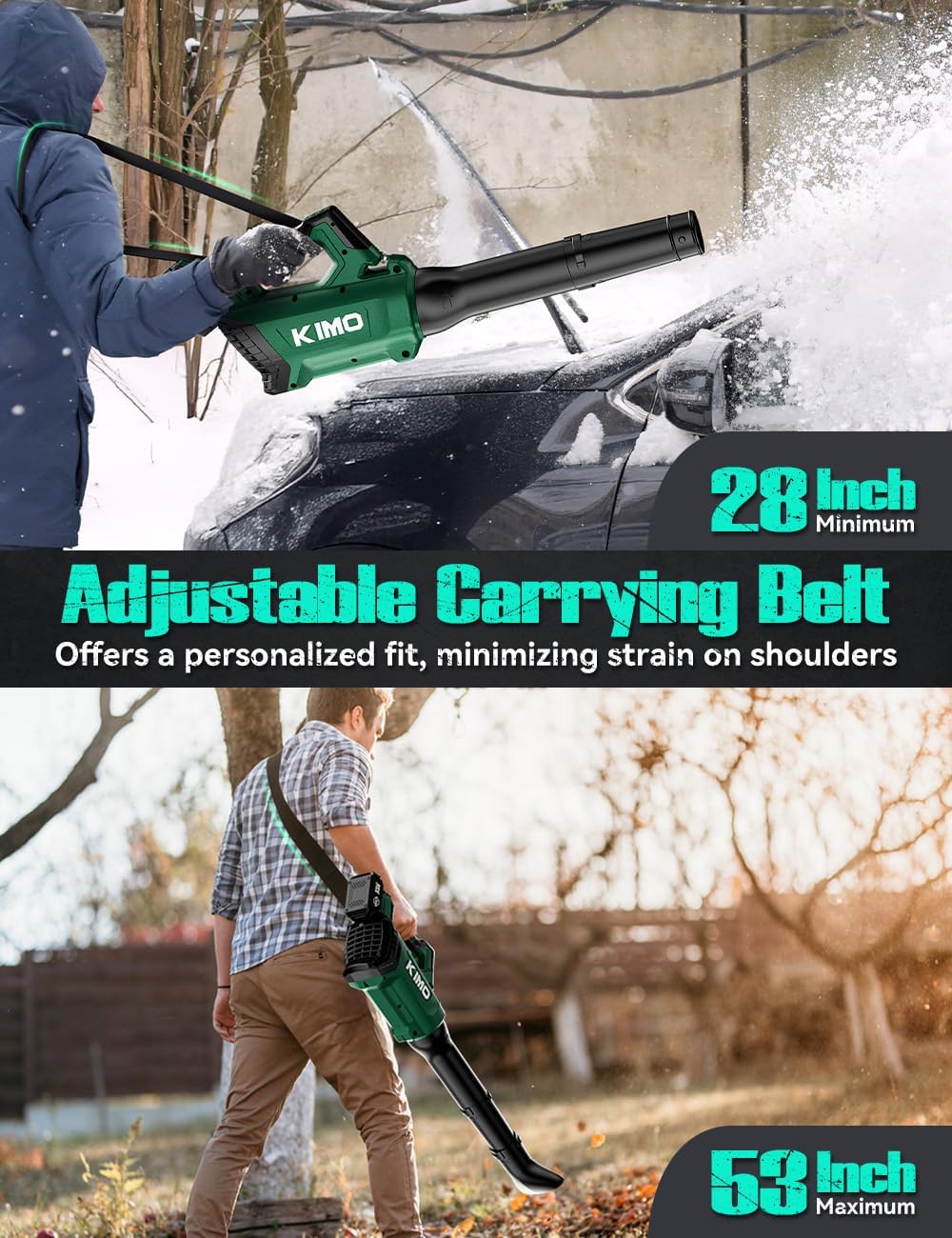 KIMO Cordless Leaf Blower with Battery and Charger, 750CFM 220MPH, 4 Speeds w/Turbo Mode, Brushless Motor, 3 Extended Tube, 2x4.0Ah Battery Powered Leaf Blowers for Lawn Care Patio Cleaning Wet Leaves