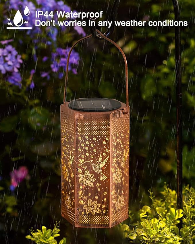 Hummingbird Solar Lantern Outdoor Waterproof - Birthday Gifts for Women Mom Grandma Men, Mothers Day Gifts, Solar Lights Outdoor Hanging Garden Decor for Outside, Patio, Yard, Lawn