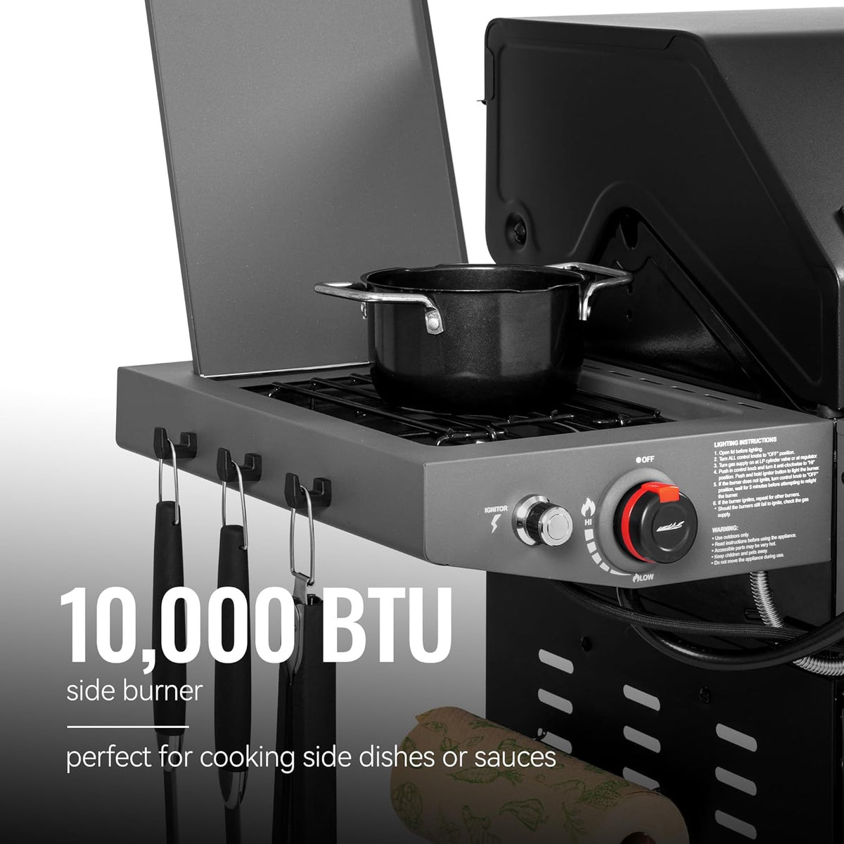 Royal Gourmet GA5407H 5 Burner Propane Gas Grill with Foldable Right-Side Table & Warming Rack, Cabinet Style Gas BBQ Grill for Barbecue Grilling & Backyard Cooking, Black