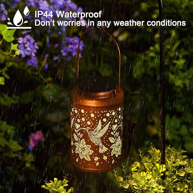 Hummingbird Solar Lanterns Outdoor Waterproof Hanging Solar Lights, Birthday Gifts for Women, Men, Mom, Mothers Day Gifts, Garden Decor for Outside, Patio, Outdoor, Yard, Lawn, Balcony