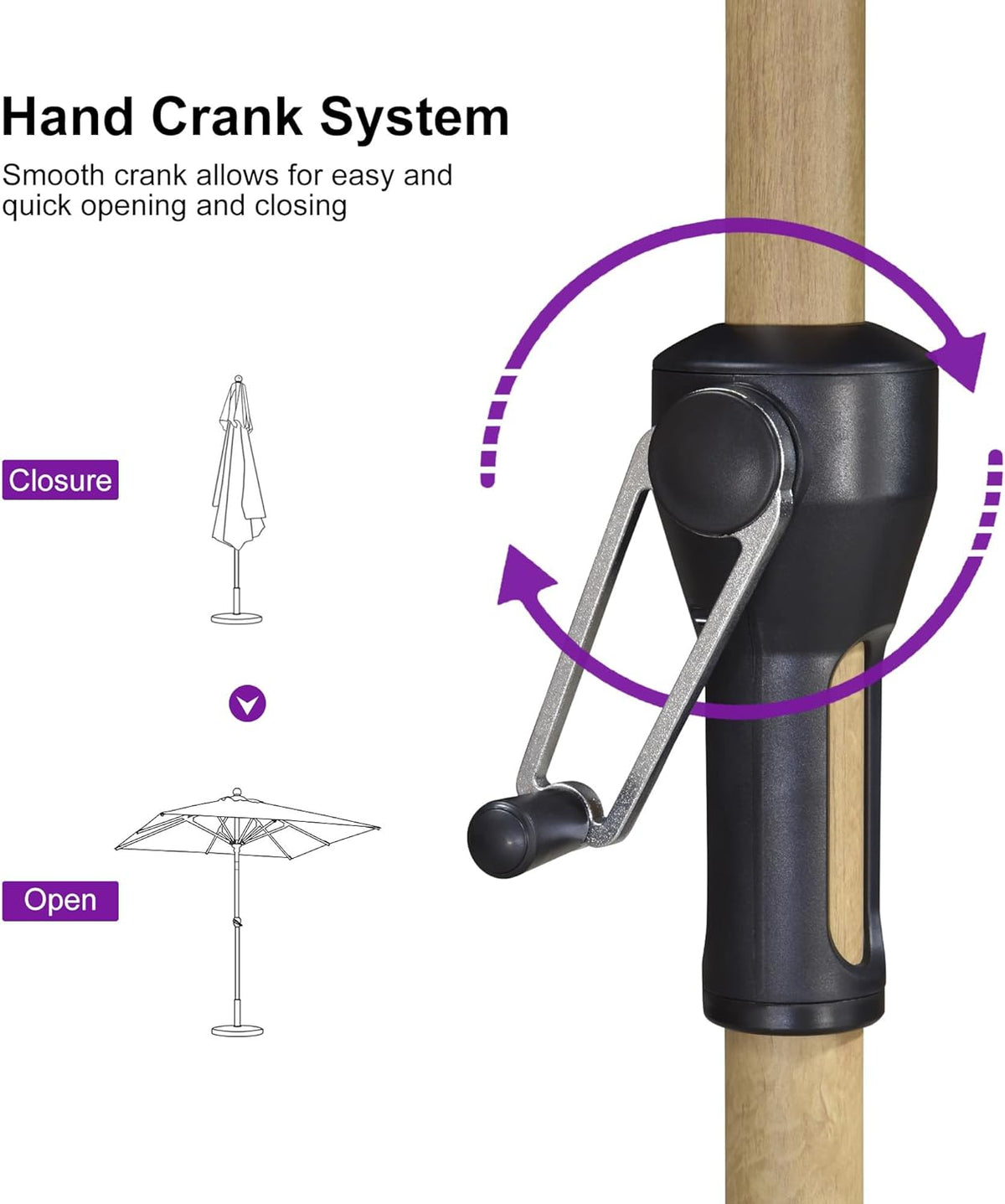 PURPLE LEAF 6' x 6' Market Umbrella Outdoor Table Umbrella Aluminum Patio Umbrella with Push Button Tilt & 8 Sturdy Ribs and Crank Outdoor Umbrellas for Deck Backyard Beach, Taupe