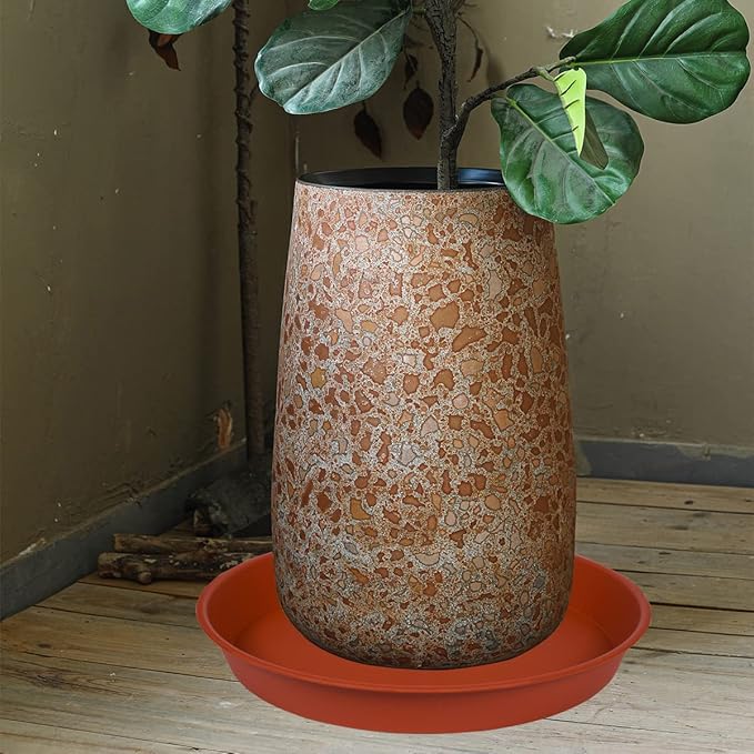 2 Pack of 20 22 inch Plant Saucer (19.1 inch Base), 3.6" Depth Tray, Large Deep Heavy Duty Saucers for Pots, Garden Bird Bath Bowl, Plant Trays for Indoors Outdoor (21", Terracotta)