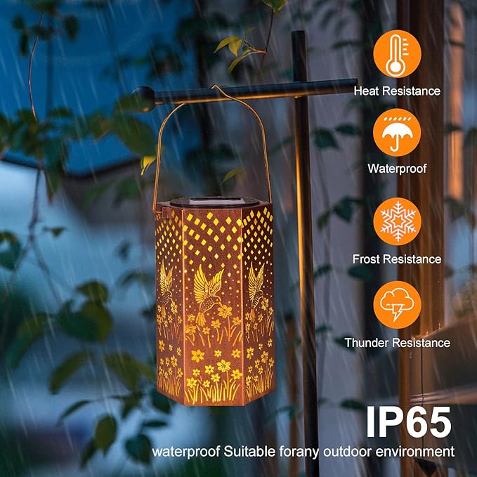 Hummingbird Solar Lanterns Outdoor Waterproof - Birthday Gifts for Women, Men, Mom, Mothers Day Gifts, Solar Lights Outdoor Hanging Garden Decor for Outside, Patio, Outdoor, Yard, Lawn, Balcony