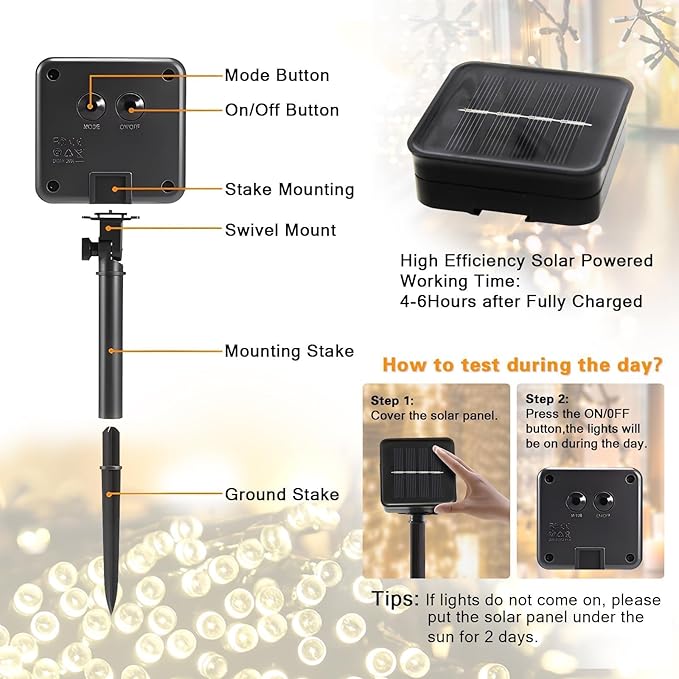 6 Pack Solar String Lights Outdoor, 600 LED Extra-Long 236Ft Solar Lights Outdoor with 8 Lighting Modes, IP65 Waterproof for Garden, Patio, Xmas, Balcony, Tree, Wedding, Party Decor (Warm)