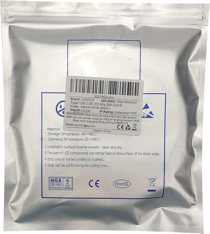 10M/32.8ft 24V COB LED Strip Light Waterproof IP65 Natural White 4000K Uniform Glow 3840LEDs CRI 93+ Flexible LED Tape Lights for DIY Cabinet Bedroom Kitchen Home Decor(No Power Supply)