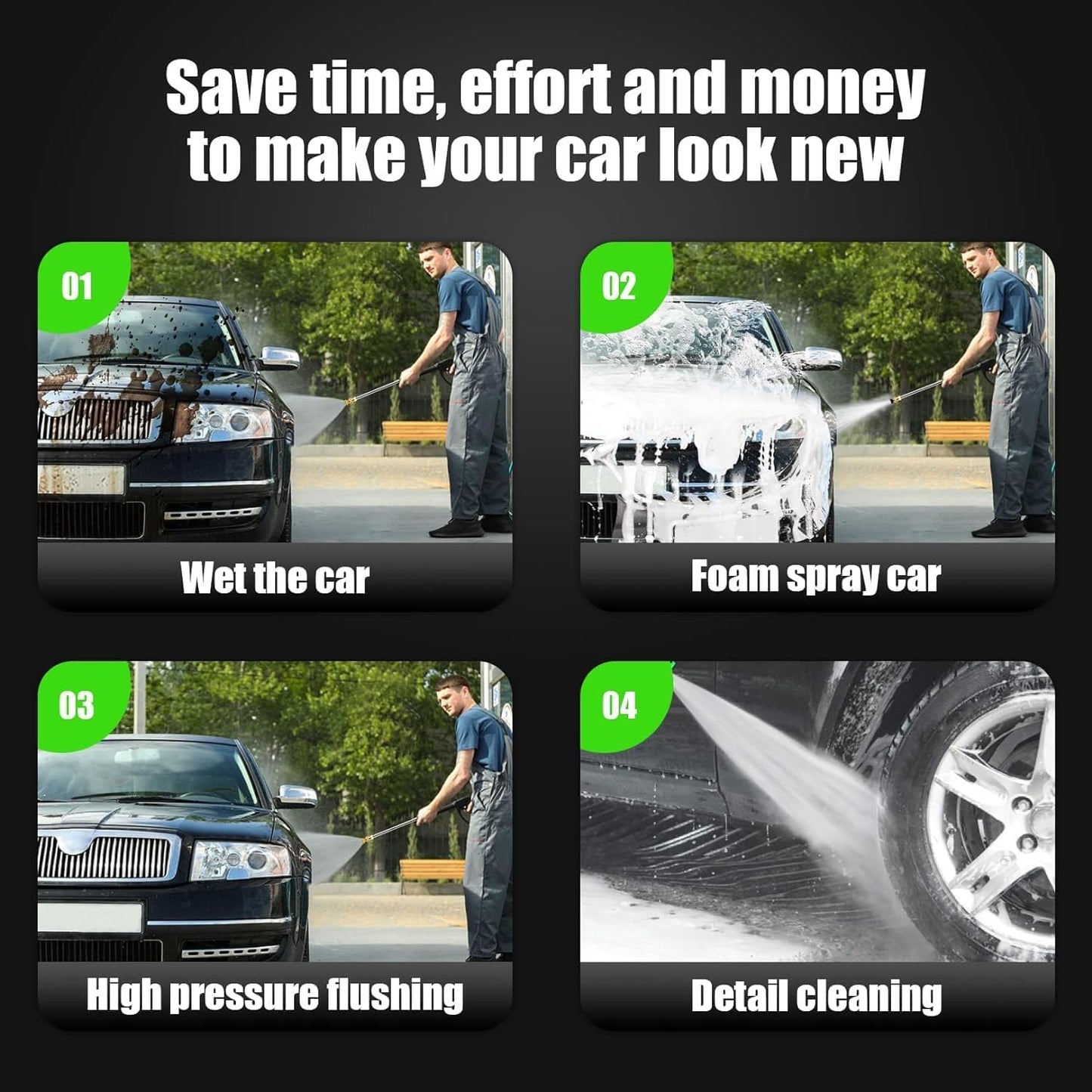 4800 PSI Pressure Cleaner- 4.0 GPM High Power Cleaner with 33FT Hose Reel, 4 Spray Tips and Soap Bottle for Car Washing, Fence Cleaning, Patio Maintenance(Upgraded) (Green)