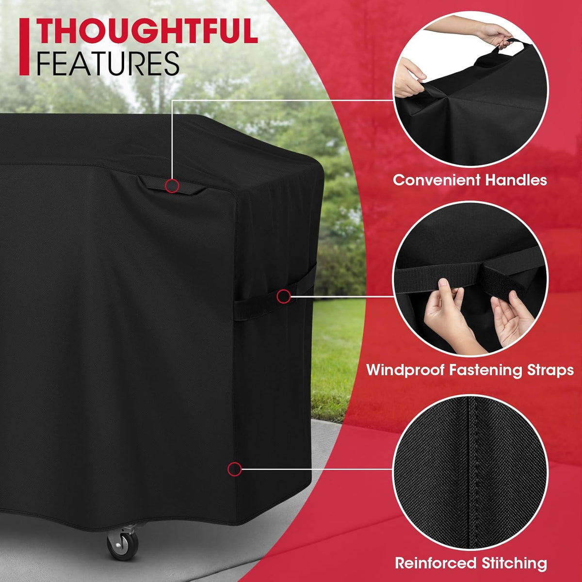 Unicook 28 Inch ProSeries Griddle Cover for Blackstone, Flat Top BBQ Grill Cover for Outdoor Grill, Heavy Duty Waterproof Cooking Station Protector with Sealed Seam, 60 Inch, Black