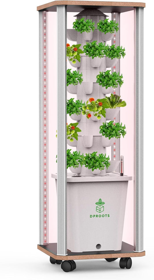 Hydroponic Tower Growing System Kits,30 Pods Vertical Indoor Garden,360° Full-Spectrum Lighs, Automatic Water Circulation System,Suitable for Leafy Greens and Herbs