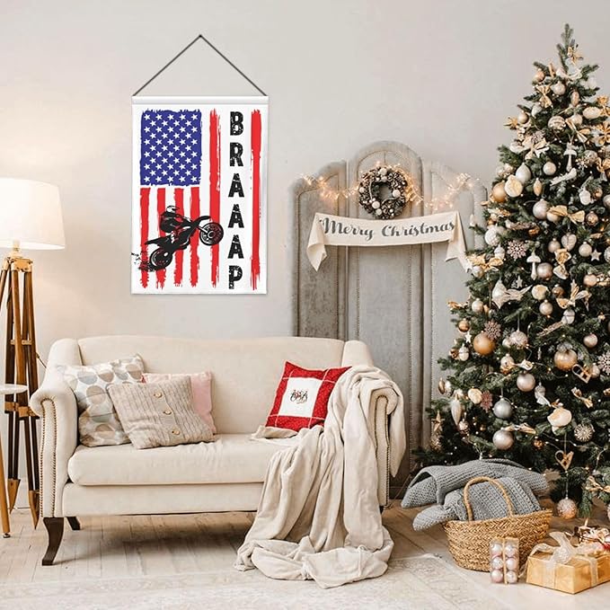 Braaap Motocross Dirt Bike American Flag Garden Flag 12x18 Inch Outdoor Decoration Banner House Flags Yard Farmhouse Garden Deco Indoor Sign, Colour6
