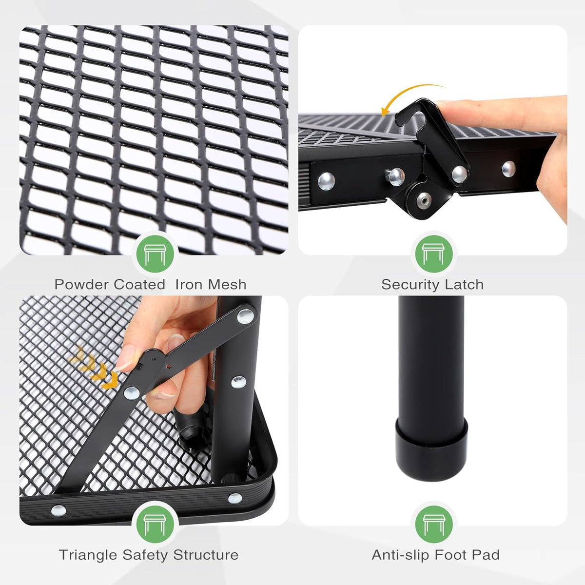 RedSwing Tri-fold Folding Picnic Table, Lightweight Height Adjustable Aluminum Frame Table with Mesh Layer for Outdoor Camping Picnic BBQ, Black