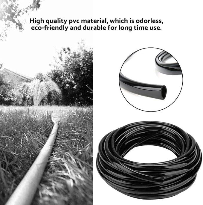 10M Irrigation Watering Hose Systems, 8/11mm PVC Flexible Pipe Drip Hose Tubing Watering Equipment,for Greenhouse flower plants lawn Garden