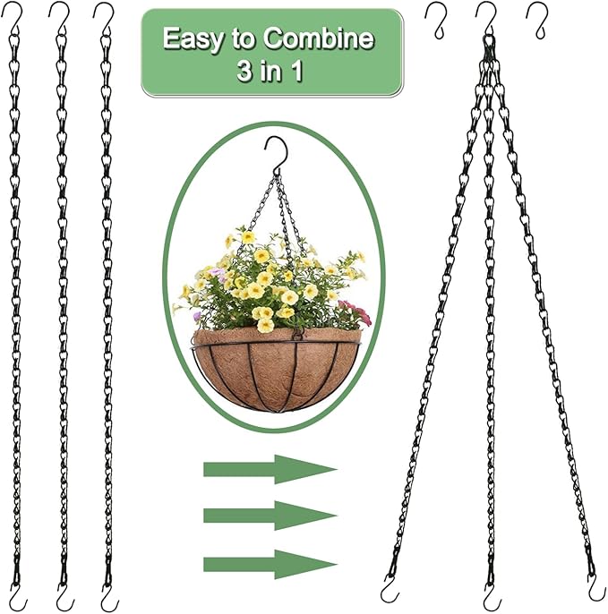 15 Pack BLK Storagehook Black Hanging Chains with Hooks, 21" Chain for Hanging Planter, Bird Feeders, Baskets Billboards Lanterns Wind Chimes Ornaments
