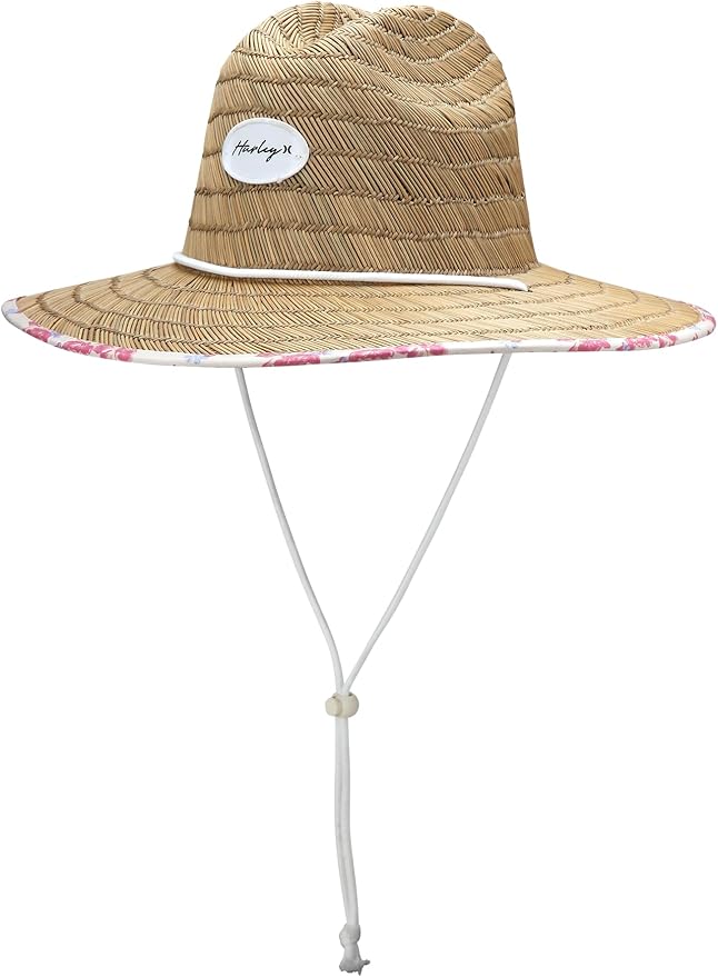 Hurley Women's Straw Hats - Real Straw Hat Medium Brim and Adjustable Chin Strap