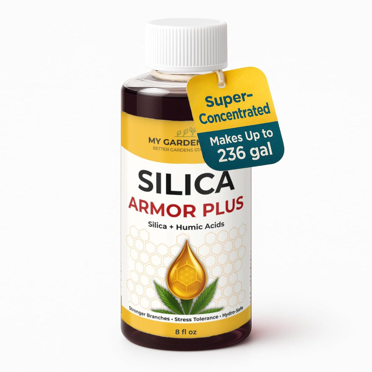 Silica for Plants with Humic Acids – Hydroponic Nutrients & Bloom Fertilizer – Stronger Branches, Stress Tolerance & Big Bloom Growth – Hydroponic Plant Food for Indoor & Outdoor Growers (8 oz)