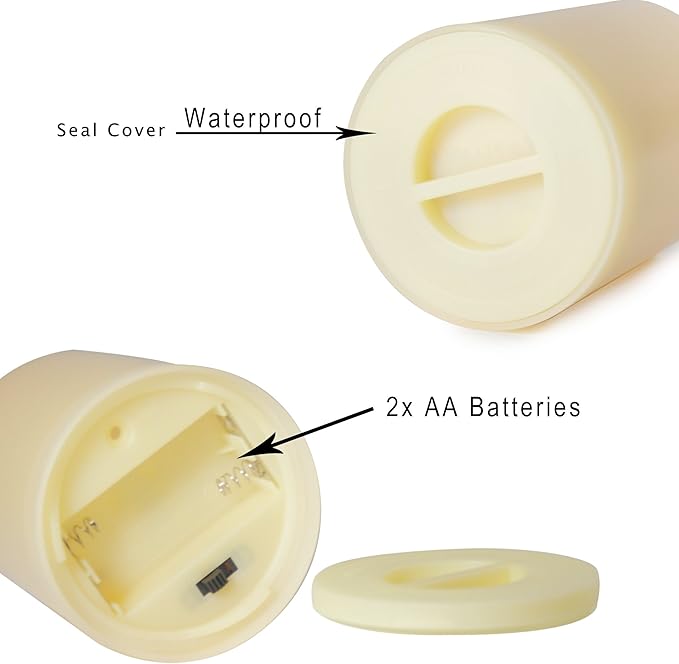 CANDLE CHOICE Waterproof Outdoor Battery Operated Flameless Candles with Remote Timer Plastic Flickering Fake Electric LED Pillars for Lantern Garden Wedding Christmas Decorations 3x4 Inches 2 PCS