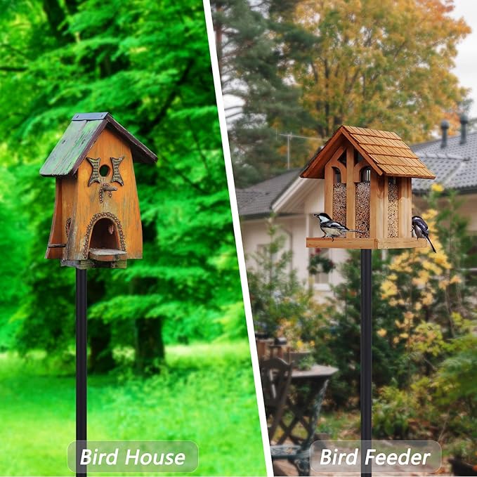 Bird Feeder Pole Kit 110 Inch,Bird House Pole for Outdoors Heavy Duty,5 Base Prongs Adjustable Birds Feeder Stand for House