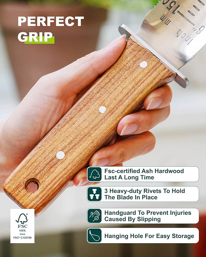 Hori Hori Trowel Knife Japanese Weeding Knife Garden Knife Tool with Sheath for Landscaping Digging, Dividing Plants, Planting Bulbs, Digging Out Weeds, Removing Rocks, Cutting Through Roots