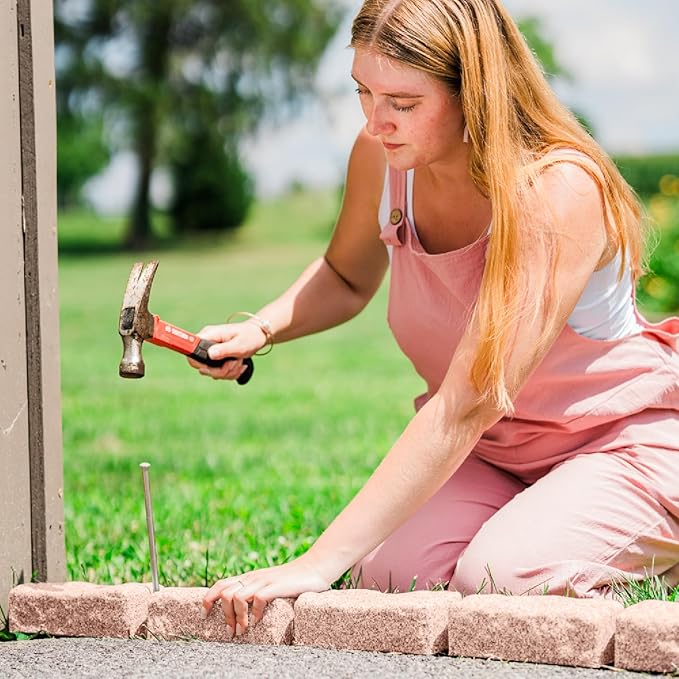 Beuta Landscape Edging | Garden Edging Border | Faux Stone Bricks for Lawn edging, Flower beds, Pathways & Yard Edging– 10 Packs | Each Section Has 6 Bricks 48"L x 4"W x 2.25"H | 30 Spikes |Sandstone