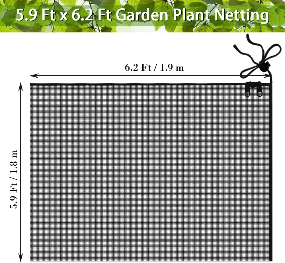 Fruit Tree Netting Covers with Zipper to Protect from Squirrels and Birds Large Netting for Fruit Trees Net Protection, Black, 71" x 75", 1 Pack